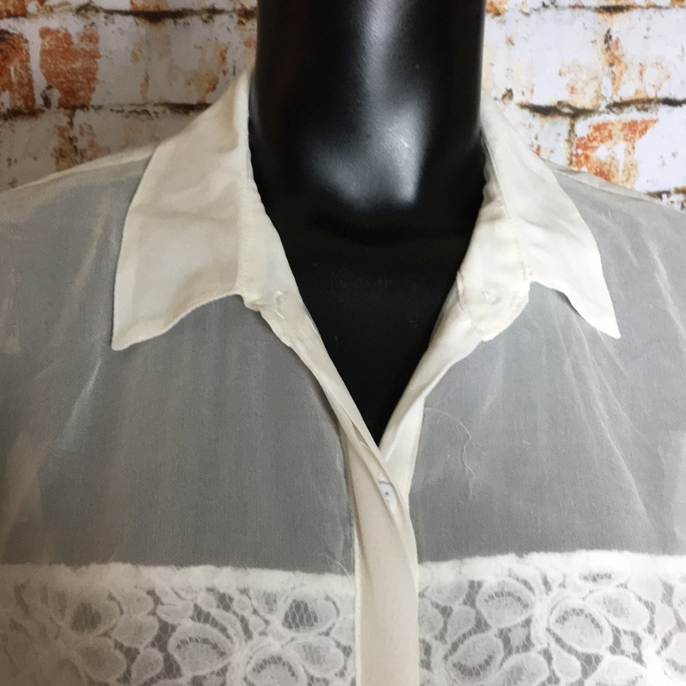 Bailey 44 Sheer Collared Button Up With Lace - image 2